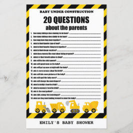 Baby under Construction Baby Shower Game tryckt