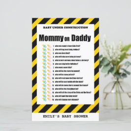 Baby under Construction Baby Shower Game tryckt