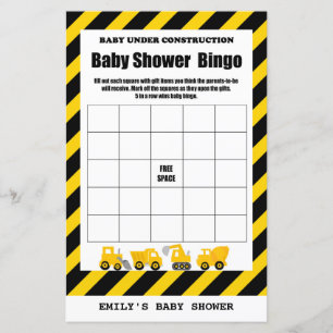 Baby under Construction Baby Shower Game tryckt