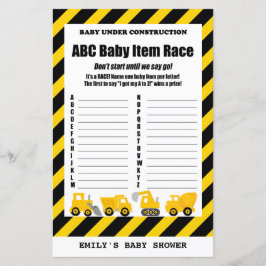 Baby under Construction Baby Shower Game tryckt