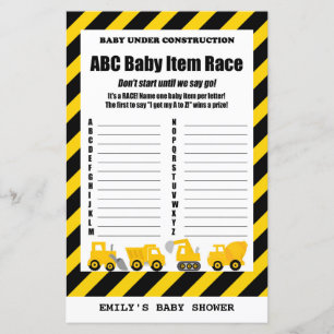 Baby under Construction Baby Shower Game tryckt