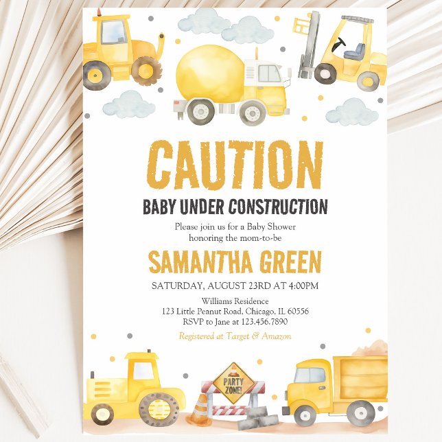Baby Under Construction - Baby Shower Inbjudningar (Skapare uppladdad)