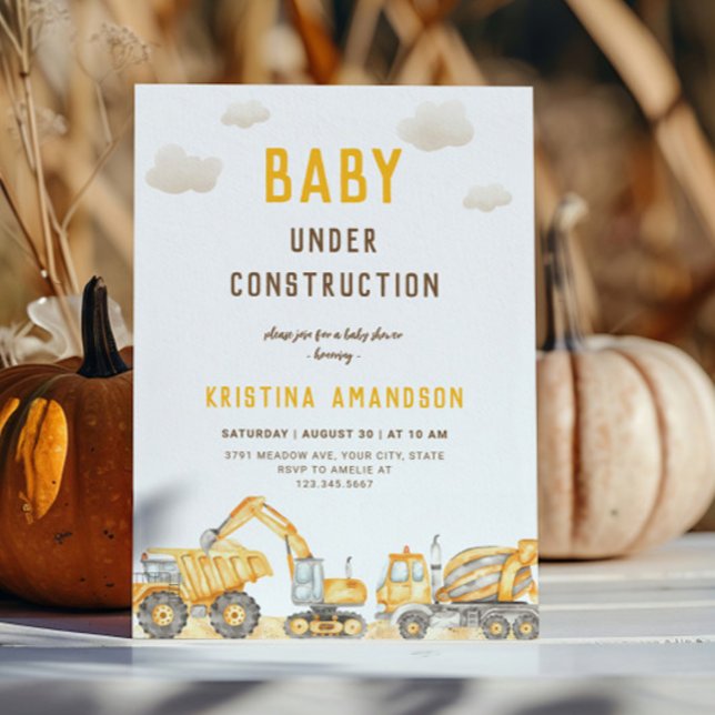 Baby Under Construction Baby Shower Inbjudningar (Skapare uppladdad)