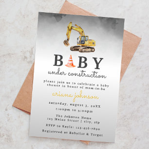 Baby under Construction Boy Baby Shower Inbjudningar