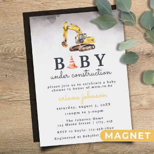 Baby under Construction Boy Baby Shower Magnetisk Inbjudningskort
