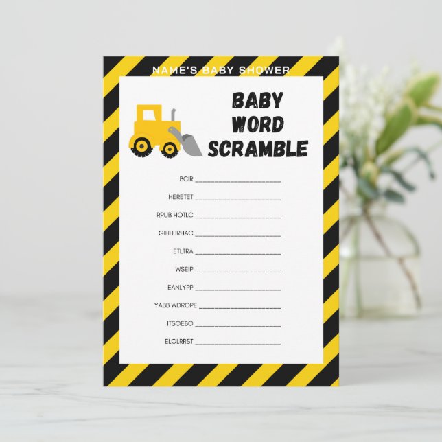 Baby Under Construction Game - Redigerbart Namn, 5 Inbjudningar (Stående Fram)