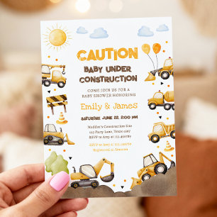 Baby Under Construction Lastbilar Baby Par Fest Inbjudningar