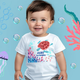 Baby under havets Personlig Namn Vattenfärg T Shirt