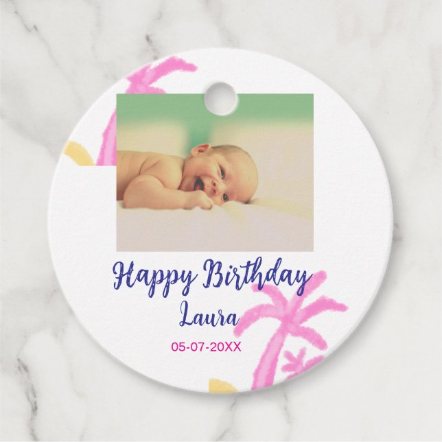 Baby-ungar, första födelsedag, lägg till namn datu gåvor etiketter (Framsida)