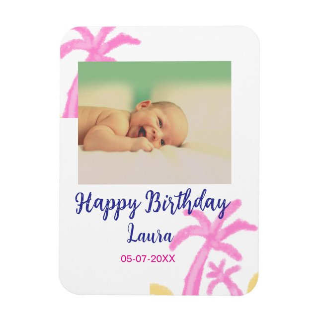 Baby-ungar, första födelsedag, lägg till namn datu magnet (Vertikal)