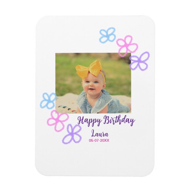 Baby-ungar, första födelsedag, lägg till namn datu magnet (Vertikal)