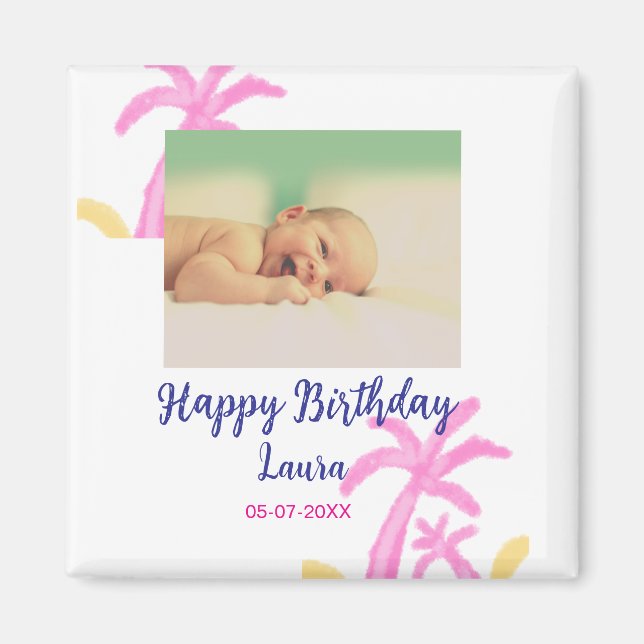 Baby-ungar, första födelsedag, lägg till namn datu magnet (Framsidan)