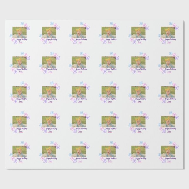 Baby-ungar, första födelsedag, lägg till namn datu presentpapper (Platt)