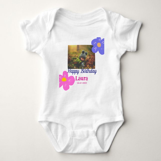 Baby-ungar, första födelsedag, lägg till namn datu t shirt (Framsida)