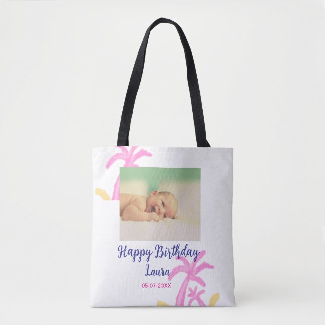 Baby-ungar, första födelsedag, lägg till namn datu tygkasse (Framsida)