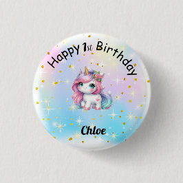 Baby Unicorn Birthday Button Knapp