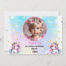 Baby Unicorn Birthday Thank You Cards! Tack Kort