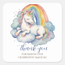 Baby Unicorn Boy Baby Shower Tack Fyrkantigt Klistermärke