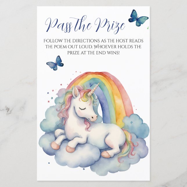 Baby Unicorn Boy Shower Passar prismatchen (Baksida)