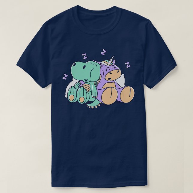 Baby Unicorn & Dinosaur Sleeping Kids Sleepwear T Shirt (Design framsida)