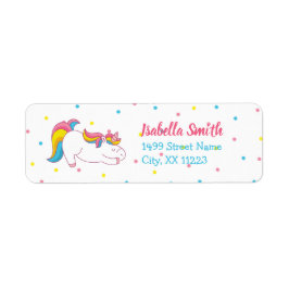 Baby Unicorn-födelsedagsfestens returadressetikett Returadress Etikett