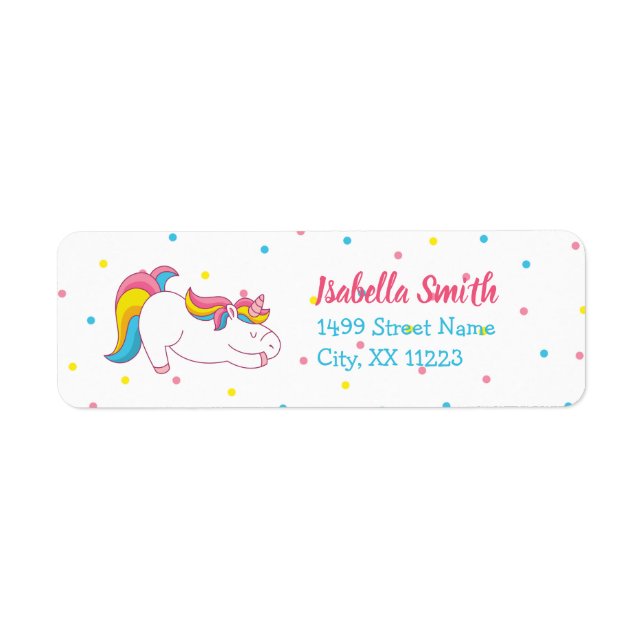 Baby Unicorn-födelsedagsfestens returadressetikett Returadress Etikett (Framsidan)