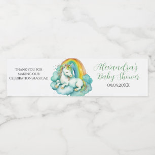 Baby Unicorn Gender Neutral Baby Shower Vattenflaskor Etikett