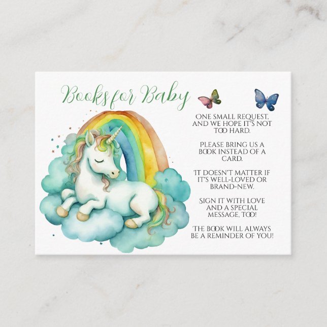 Baby Unicorn Gender Neutral Bokar för Baby Tilläggskort (Framsida)