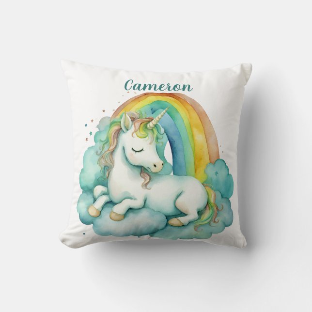 Baby Unicorn Gender Neutral Personlig Kudde (Framsida)