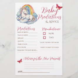 Baby Unicorn Girl Baby Predictions Advice Card