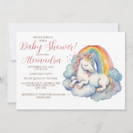 Baby Unicorn Girl Baby Shower Inbjudningar