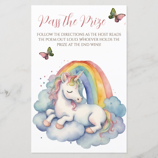 Baby Unicorn Girl Baby Shower Passar prismatchen (Baksida)