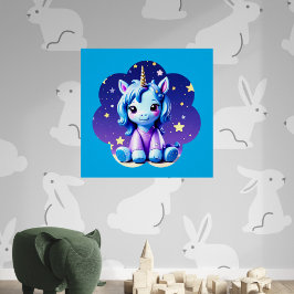 Baby Unicorn in PJ's Glossy Poster Perfect Poster