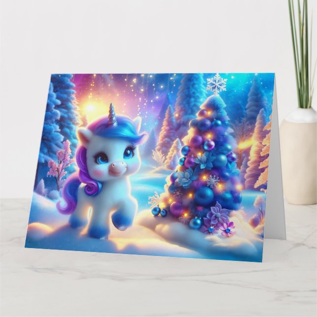 Baby Unicorn julfantasy Kort (Framsida)
