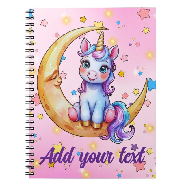 Baby Unicorn Måne bärbar dator Anteckningsbok (Framsidan)