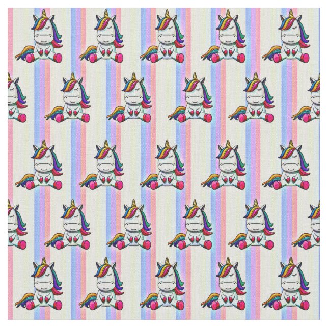 Baby Unicorn med Rainbow Background Tyg (Närbild)