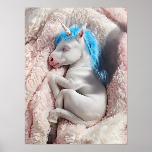 Baby Unicorn Nursery Art Poster (Framsidan)
