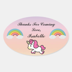 Baby Unicorn Party Tack Sticker Ovalt Klistermärke