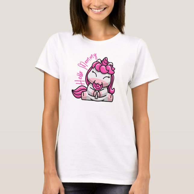 Baby Unicorn Sayed Hej Mamma T Shirt (Framsida)