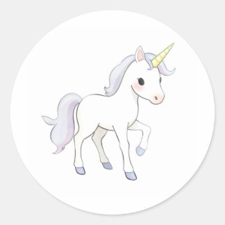 Baby Unicorn Sticker Watercolor Runt Klistermärke