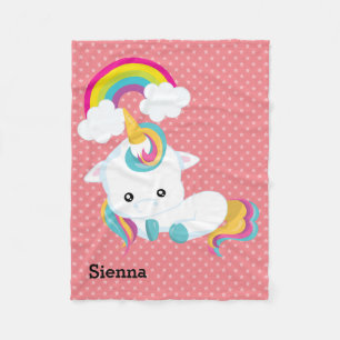 Baby Unicorn * Välj bakgrund färg Fleecefilt