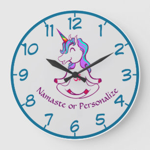 Baby Unicorn Zen Yoga Meditation Lotus Lila Blue Stor Klocka