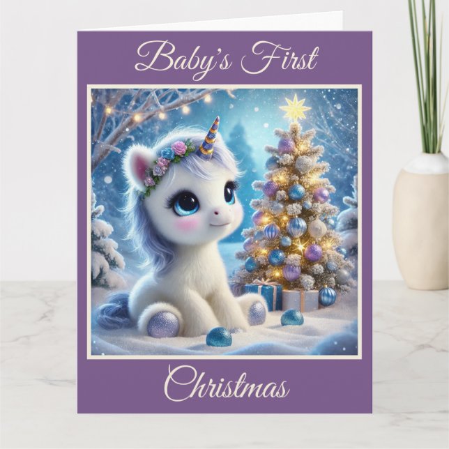 Baby Unicorns första jul Kort (Framsida)
