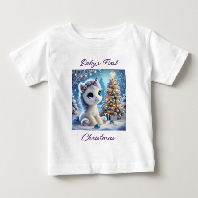 Baby Unicorns första jul T Shirt (Framsida)