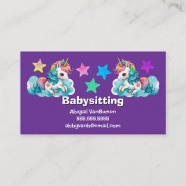 Baby Unicorns on Clouds Babysittande Nanny Daycare Visitkort