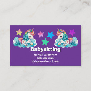Baby Unicorns on Clouds Babysittande Nanny Daycare Visitkort