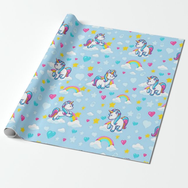 Baby Unicorns & Rainbows Presentpapper (Utrullad)