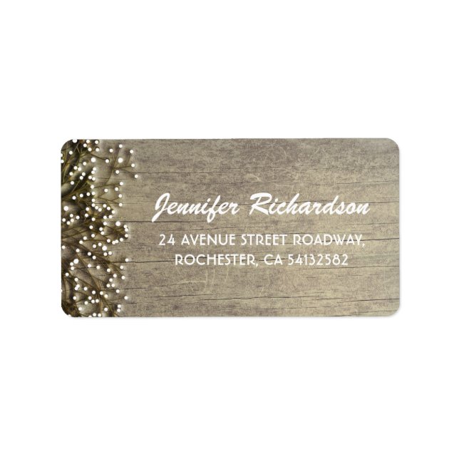 baby utandningr ustic bröllop adressetikett (Framsidan)