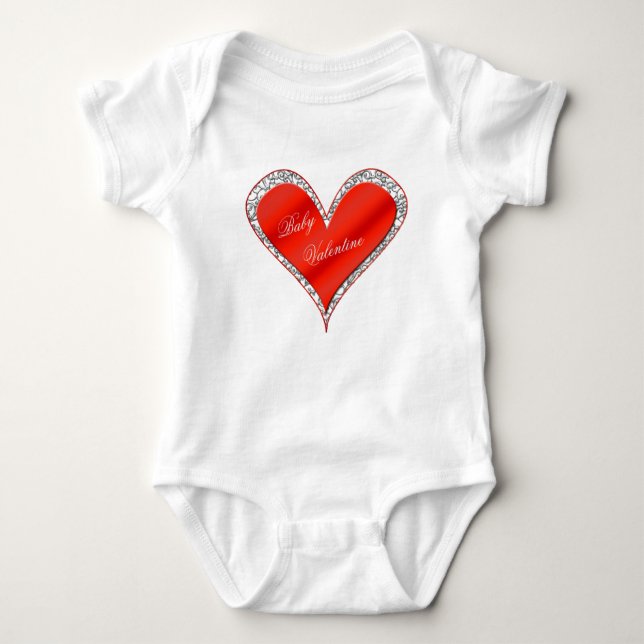 Baby Valentine Heart med Snöre Trim T Shirt (Framsida)