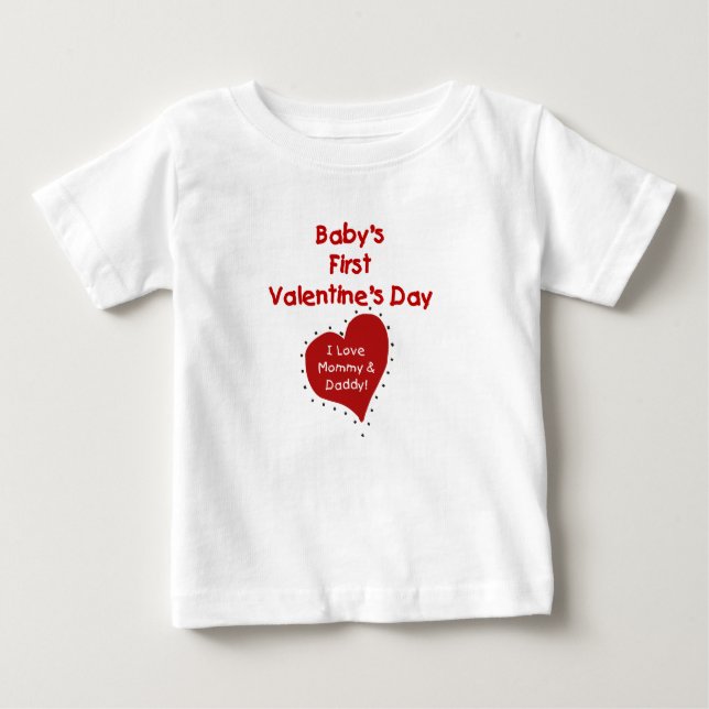Baby Valentine Kärlek Mamma och pappa Tee Shirt (Framsida)